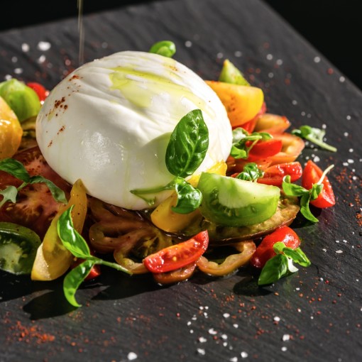 a. Fête des mères - Burrata et pêches grillés