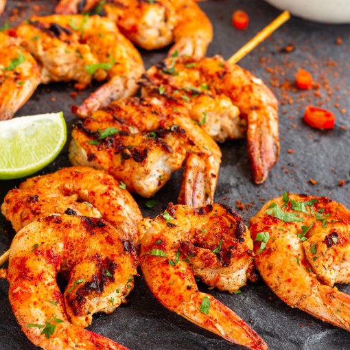A1. menu de semaine - Brochette de crevettes piri-piri