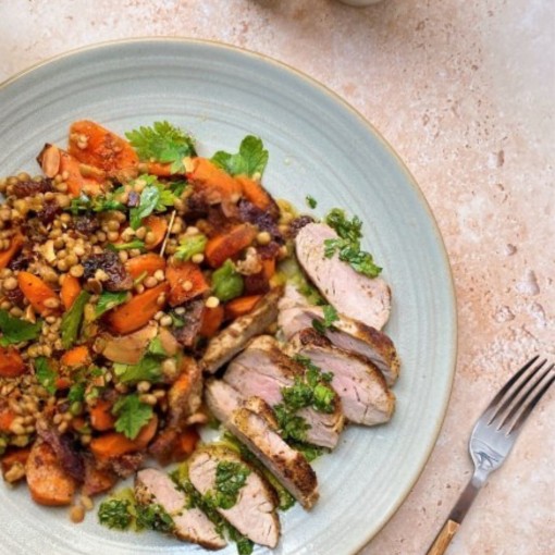 a4. Menu de la semaine - Filet de porc grillé, salsa verdé et riz aux haricots