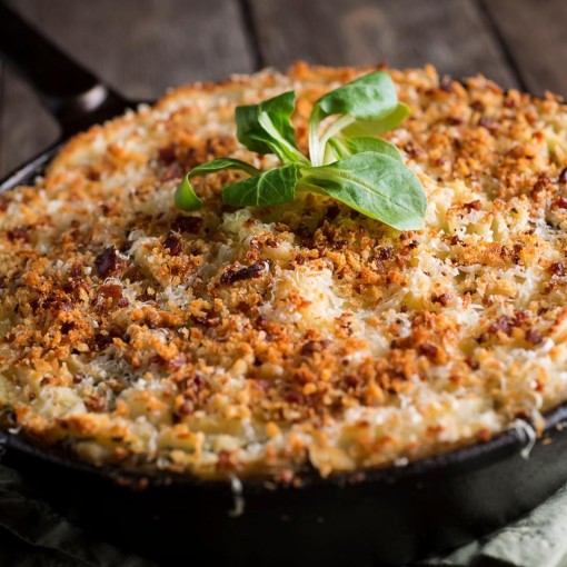a4. menu de la semaine - Parmentier au porc effiloché, purée rustique panko-bacon