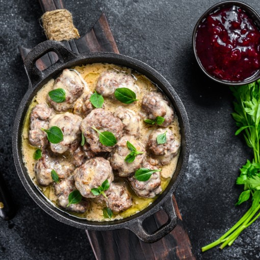 d. Prêt-à-manger congelé - Boulettes de veau à la suédoise