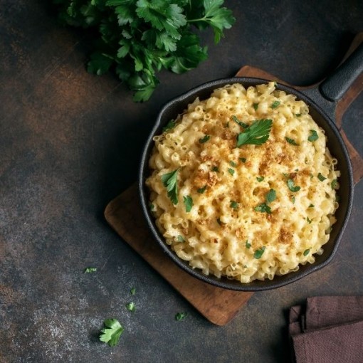 d. Prêt-à-manger congelé: Mac & cheese quatre fromages et bacon